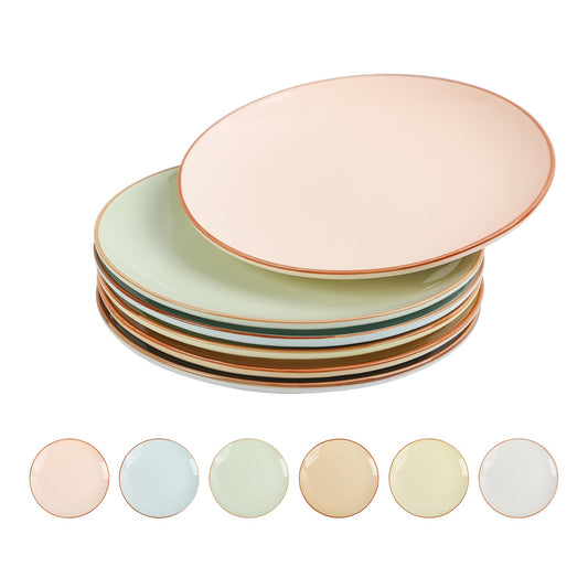 Boliano Colorful Ceramic Dessert Plates – Set of 6, 8 Inch, Assorted Colors