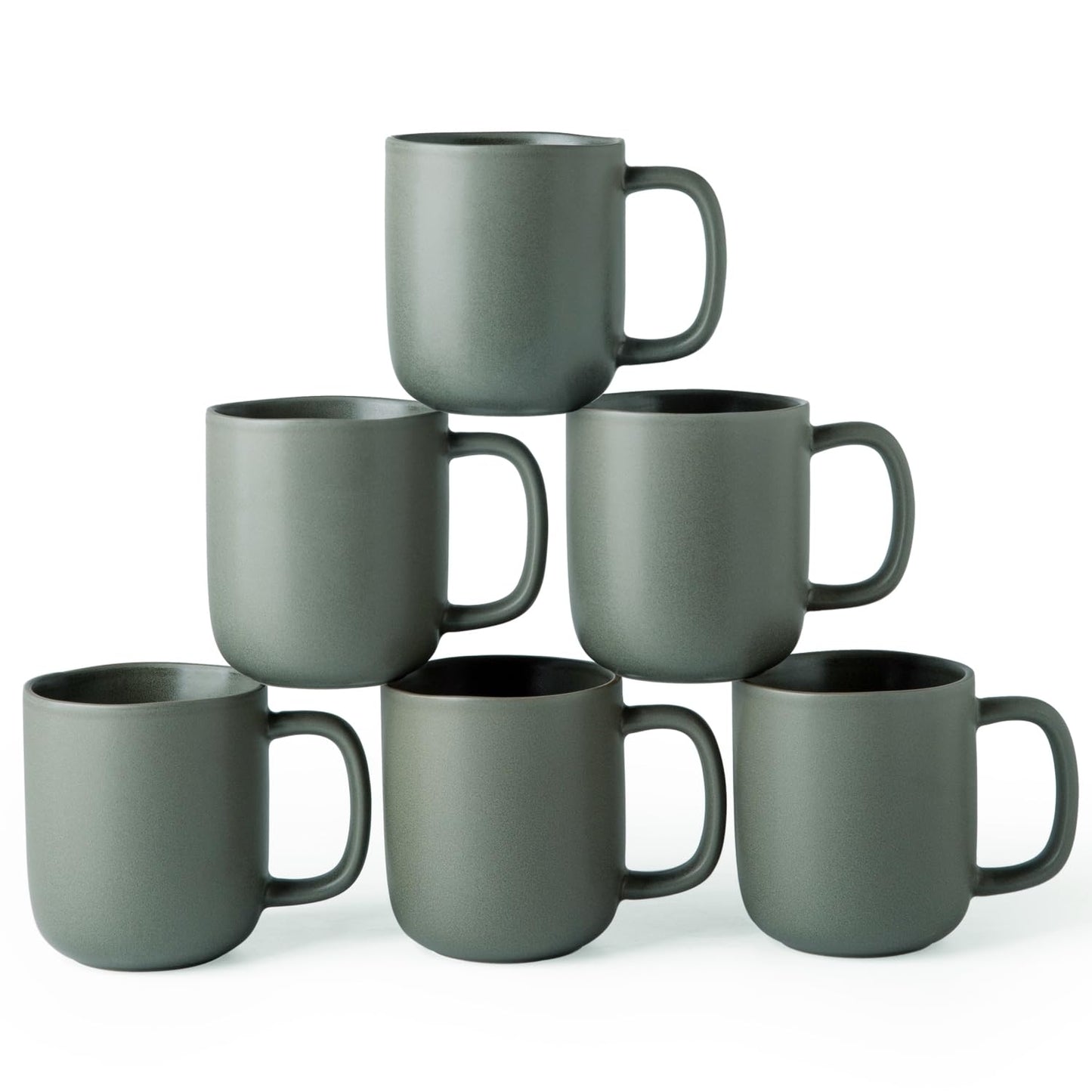 Boliano 14oz Ceramic Coffee Mugs – Set of 6, Reactive Glaze