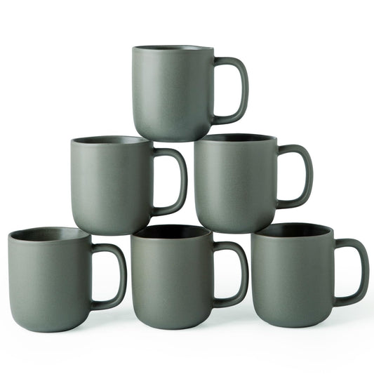 Boliano 14oz Ceramic Coffee Mugs – Set of 6, Reactive Glaze