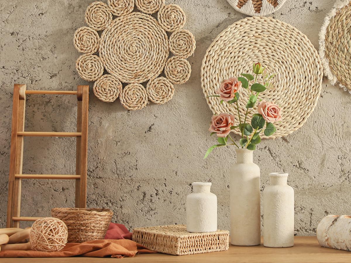 Boliano Ceramic Vases Set of 3 – Whitewashed Neutral, Farmhouse Decor