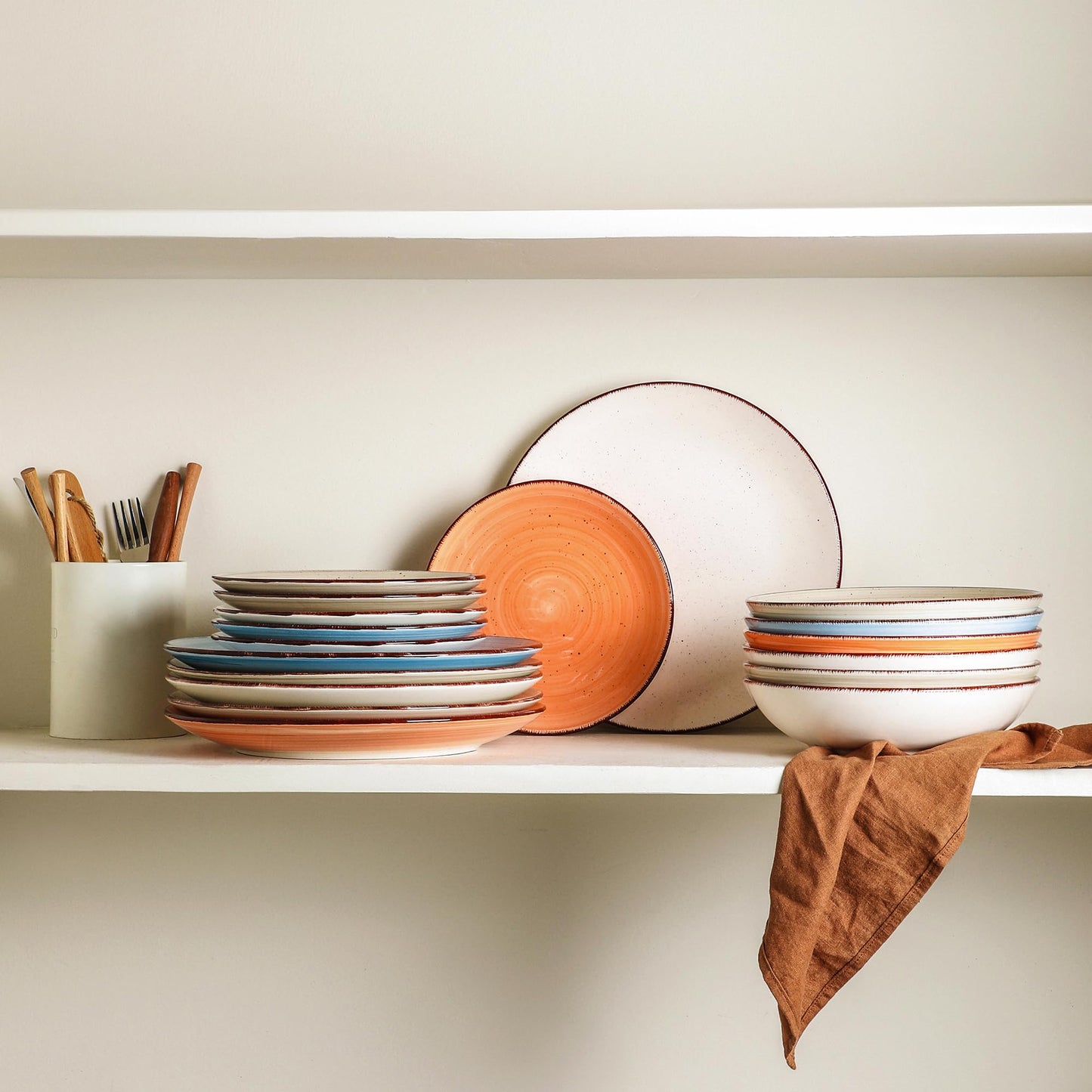 Boliano Ceramic Dinner Plates – Set of 6, 10.5 Inch, Blue