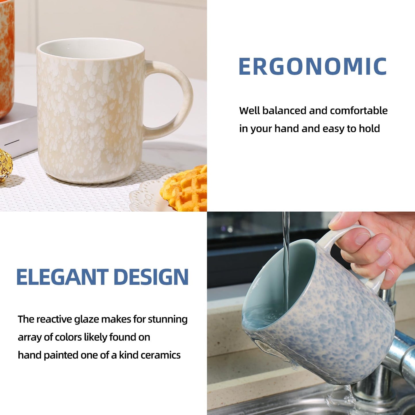 Boliano 17oz Ceramic Coffee Mugs – Set of 4