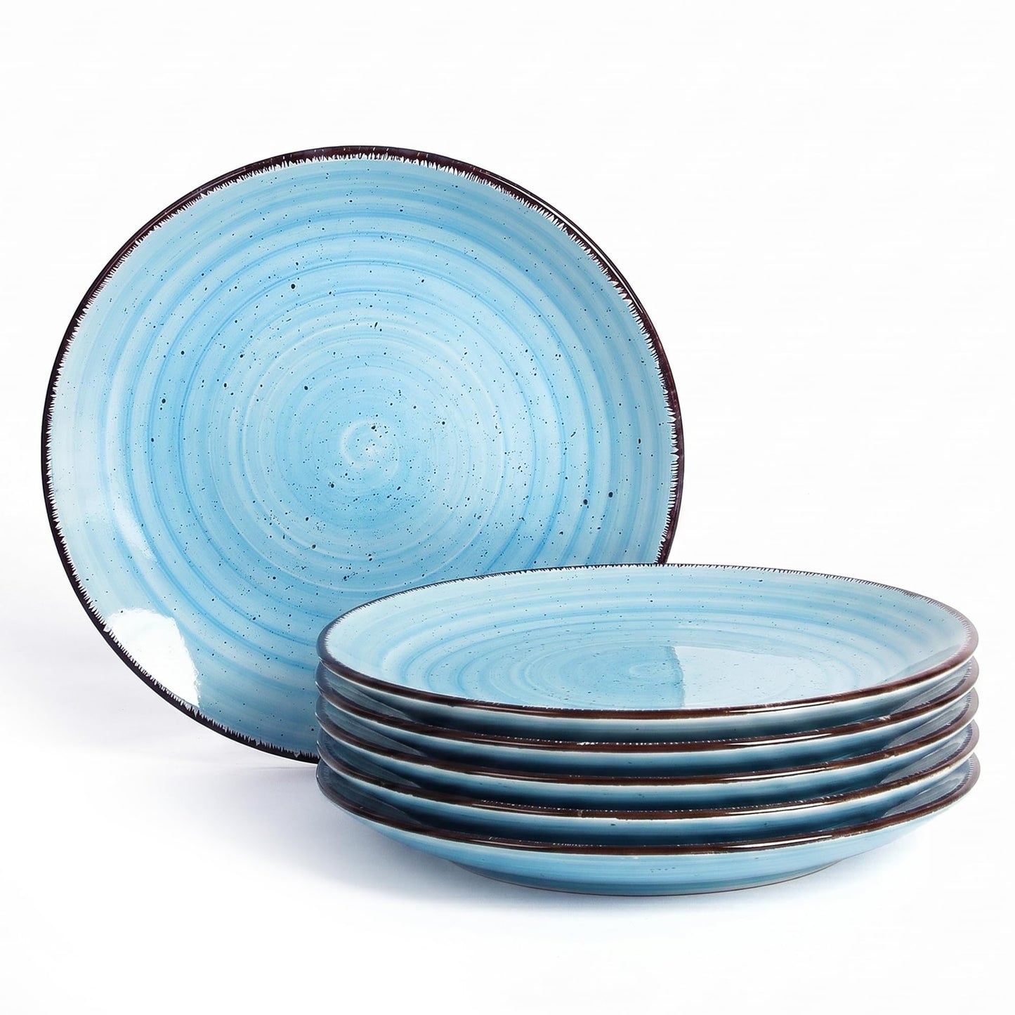 Boliano Ceramic Dinner Plates – Set of 6, 10.5 Inch, Blue