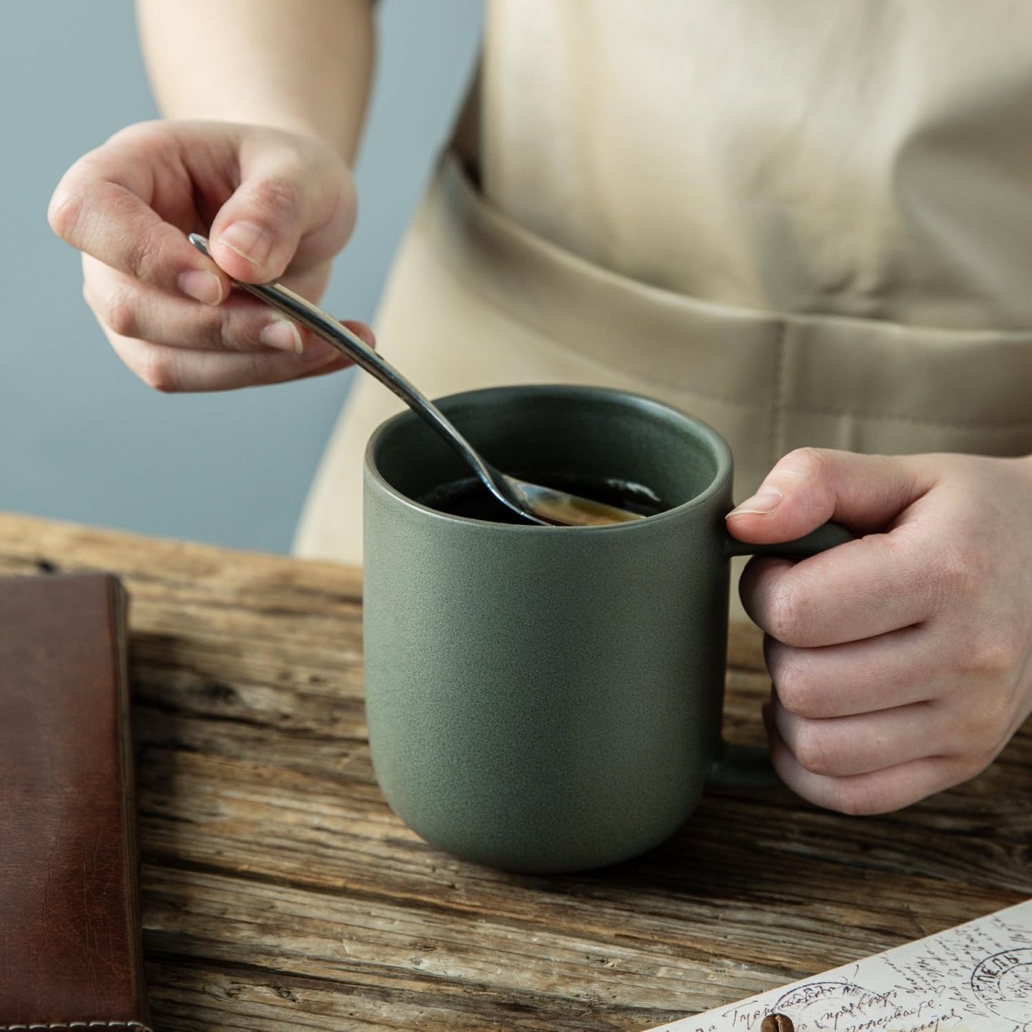 Boliano 14oz Ceramic Coffee Mugs – Set of 6, Reactive Glaze