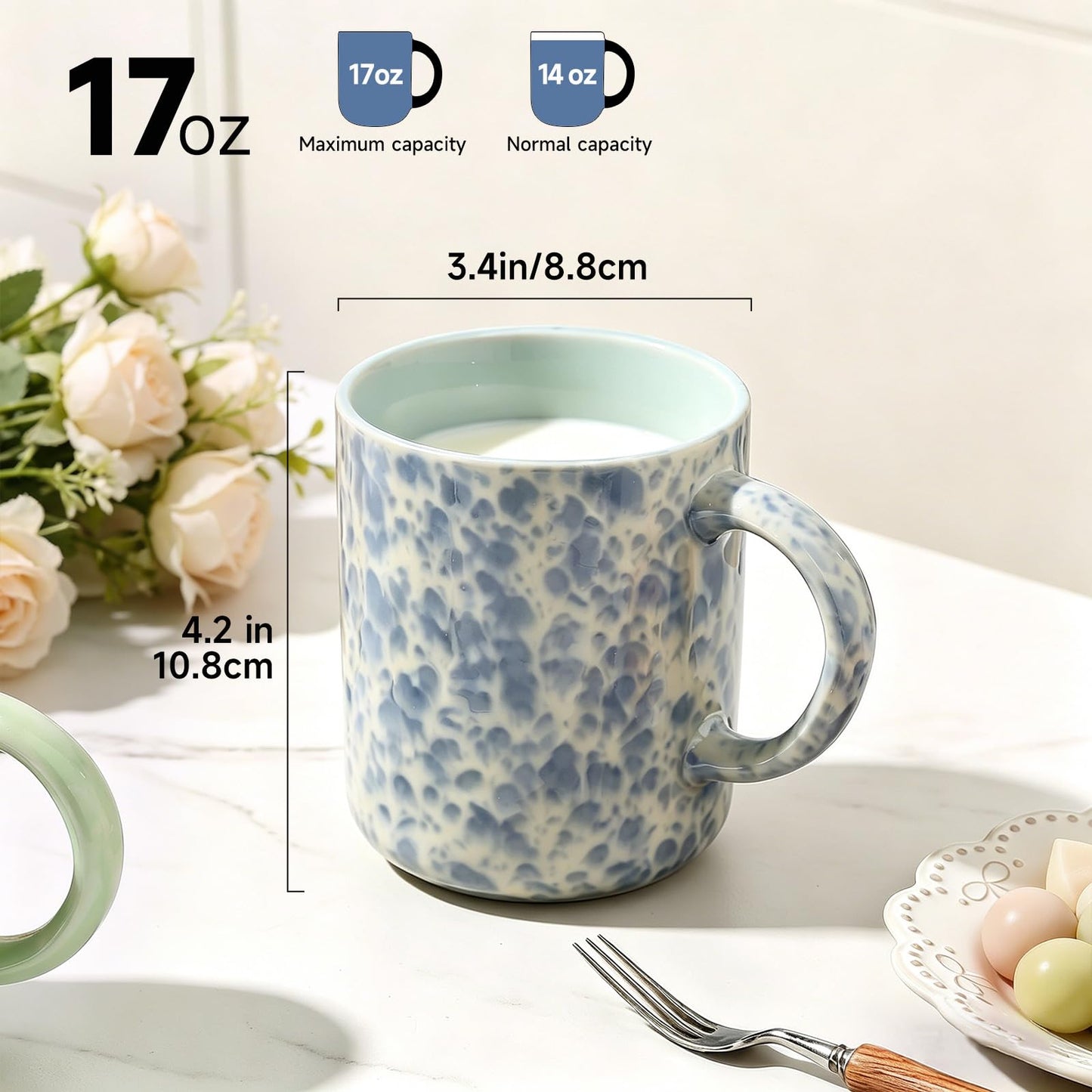 Boliano 17oz Ceramic Coffee Mugs – Set of 4