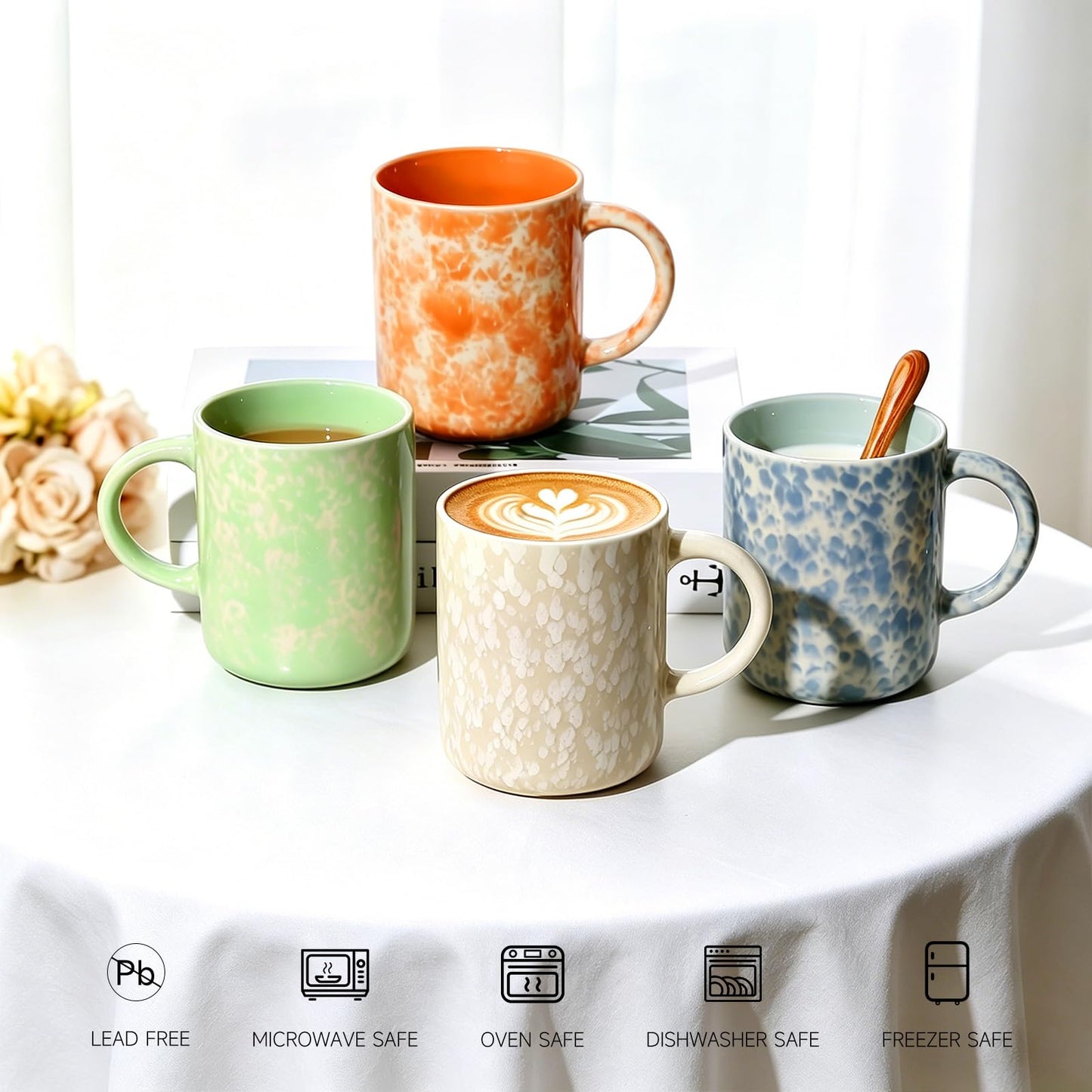 Boliano 17oz Ceramic Coffee Mugs – Set of 4