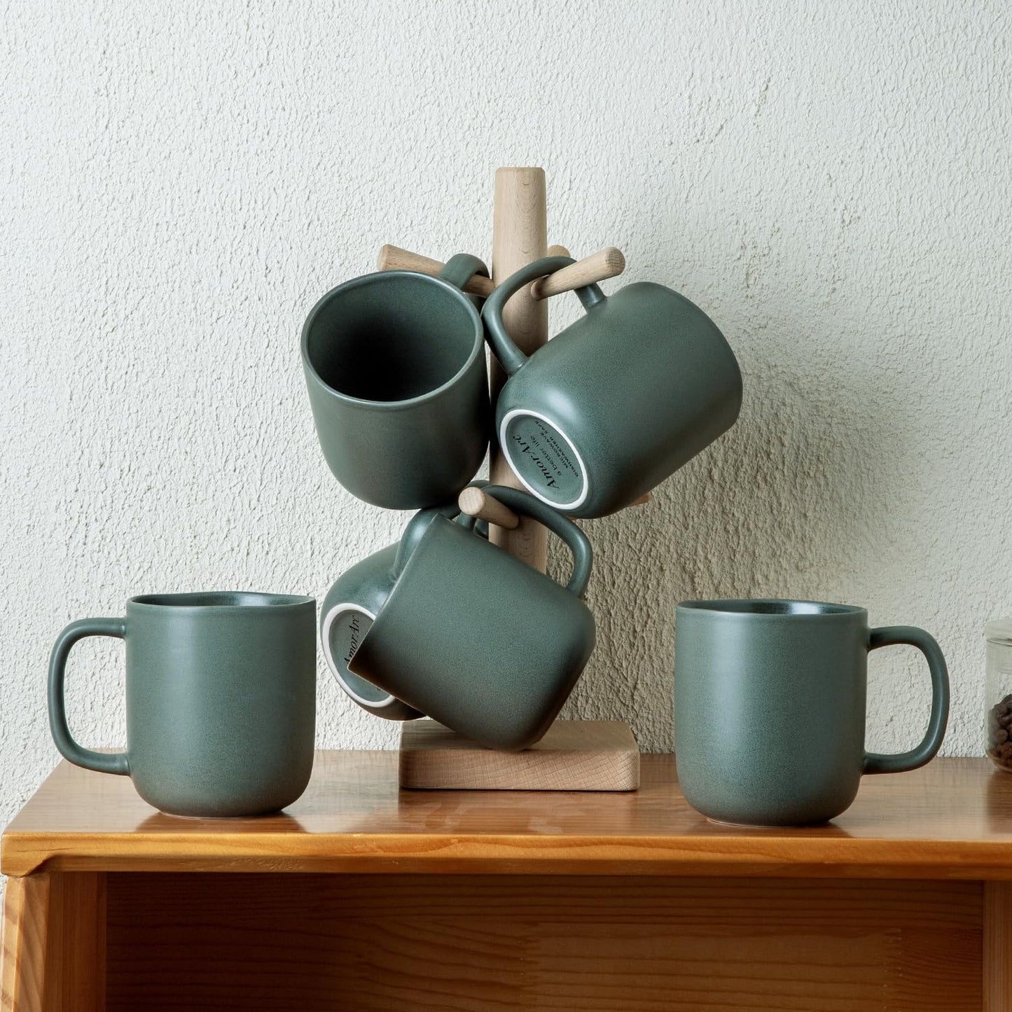 Boliano 14oz Ceramic Coffee Mugs – Set of 6, Reactive Glaze