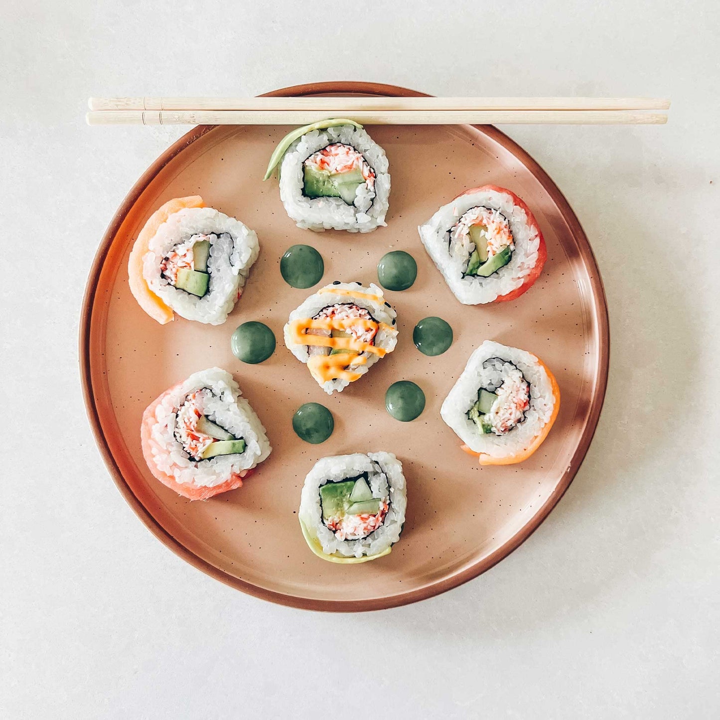 Boliano Ceramic Flat Plates – Set of 6, 8 Inch, Neutral Colors