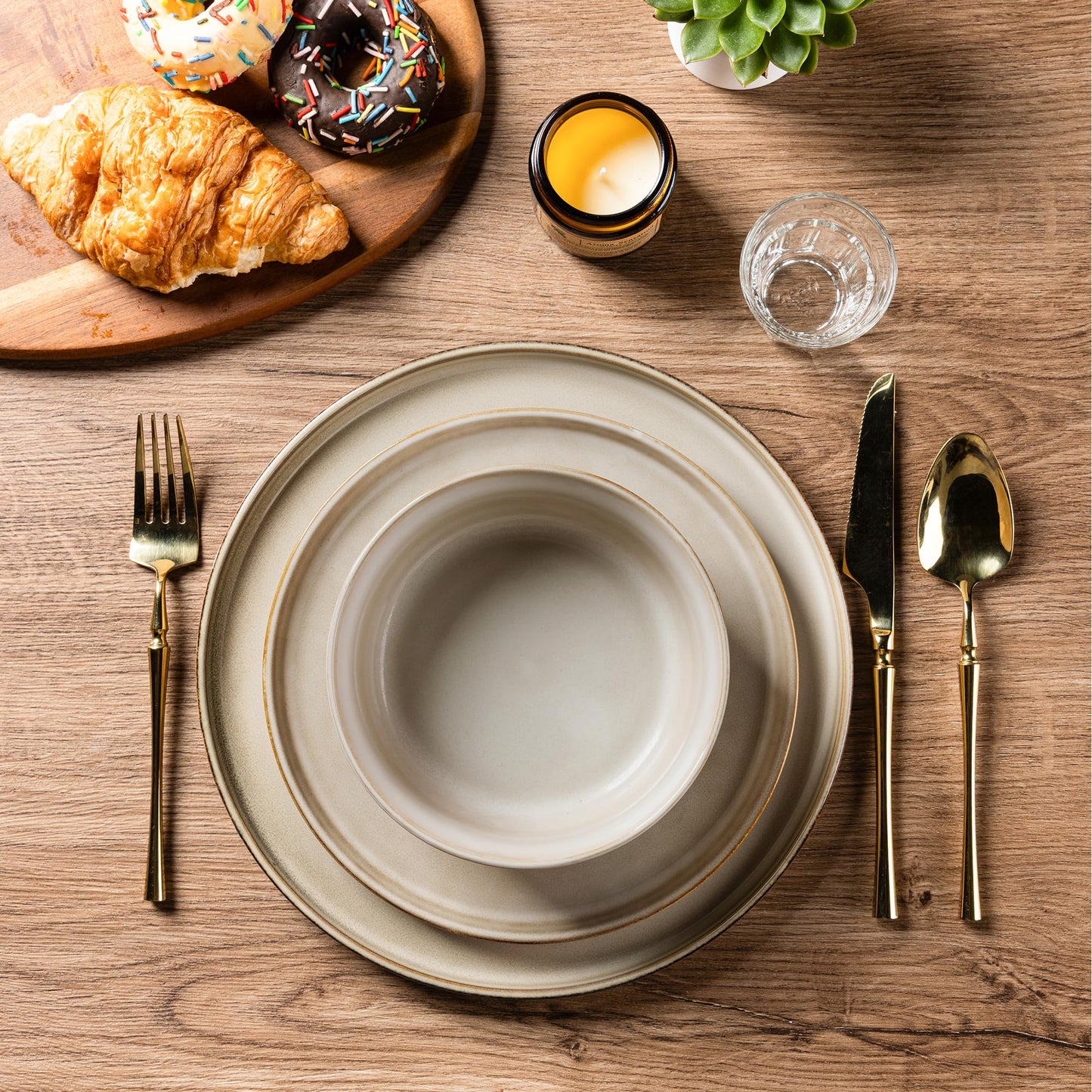 Boliano Stoneware Dinnerware Set – Reactive Glaze, Service for 8